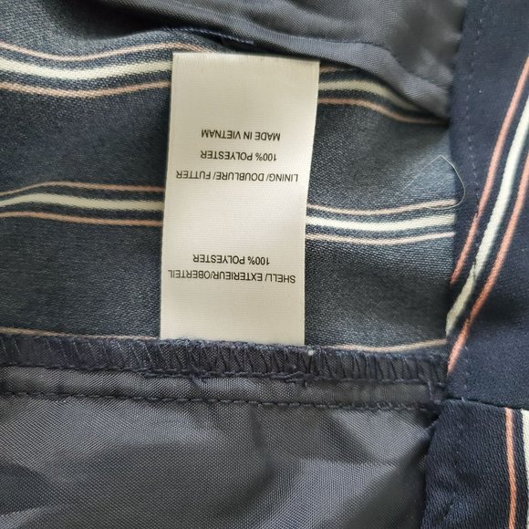 Adrianna Papell Navy Blue Vertical Stripes Pleated Front Dress Pants Size 8 - Picture 8 of 14